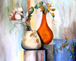 Vases et fleurs: tableau (reproduction personnalisée) janvier 2009